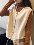 Moncelia Amaya Button-Front Knit Sweater Vest