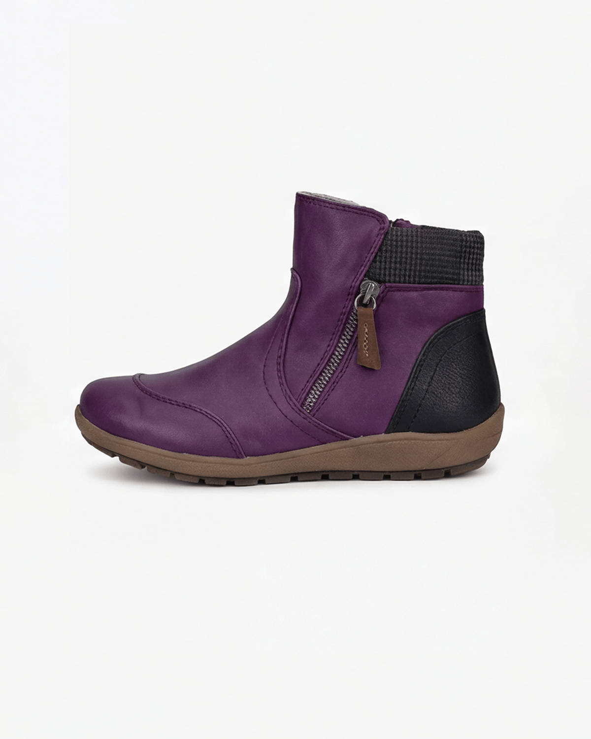 Moncelia Casilda Knit-Collar Flat Ankle Boots