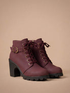 Moncelia Elda Lace-Up Buckle Lug Sole Ankle Boots