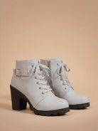 Moncelia Elda Lace-Up Buckle Lug Sole Ankle Boots