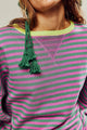 Moncelia Flore Striped Oversized Crewneck Sweater