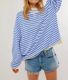 Moncelia Flore Striped Oversized Crewneck Sweater