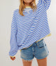 Moncelia Flore Striped Oversized Crewneck Sweater