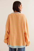 Moncelia Flore Striped Oversized Crewneck Sweater