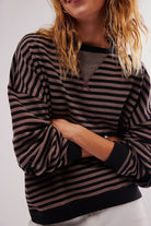 Moncelia Flore Striped Oversized Crewneck Sweater