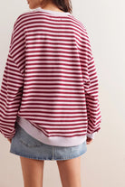 Moncelia Flore Striped Oversized Crewneck Sweater