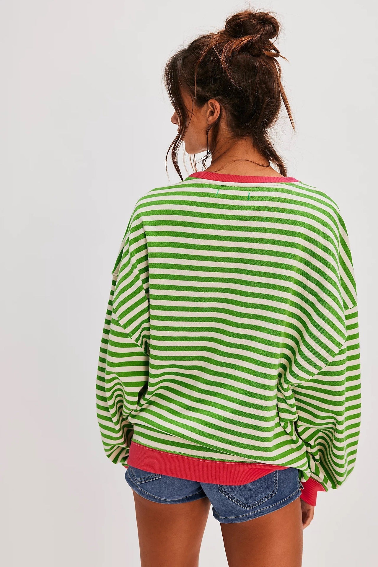 Moncelia Flore Striped Oversized Crewneck Sweater