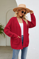 Moncelia Hilde Waffle Knit Open Front Cardigan