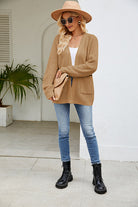 Moncelia Hilde Waffle Knit Open Front Cardigan