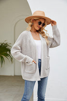 Moncelia Hilde Waffle Knit Open Front Cardigan