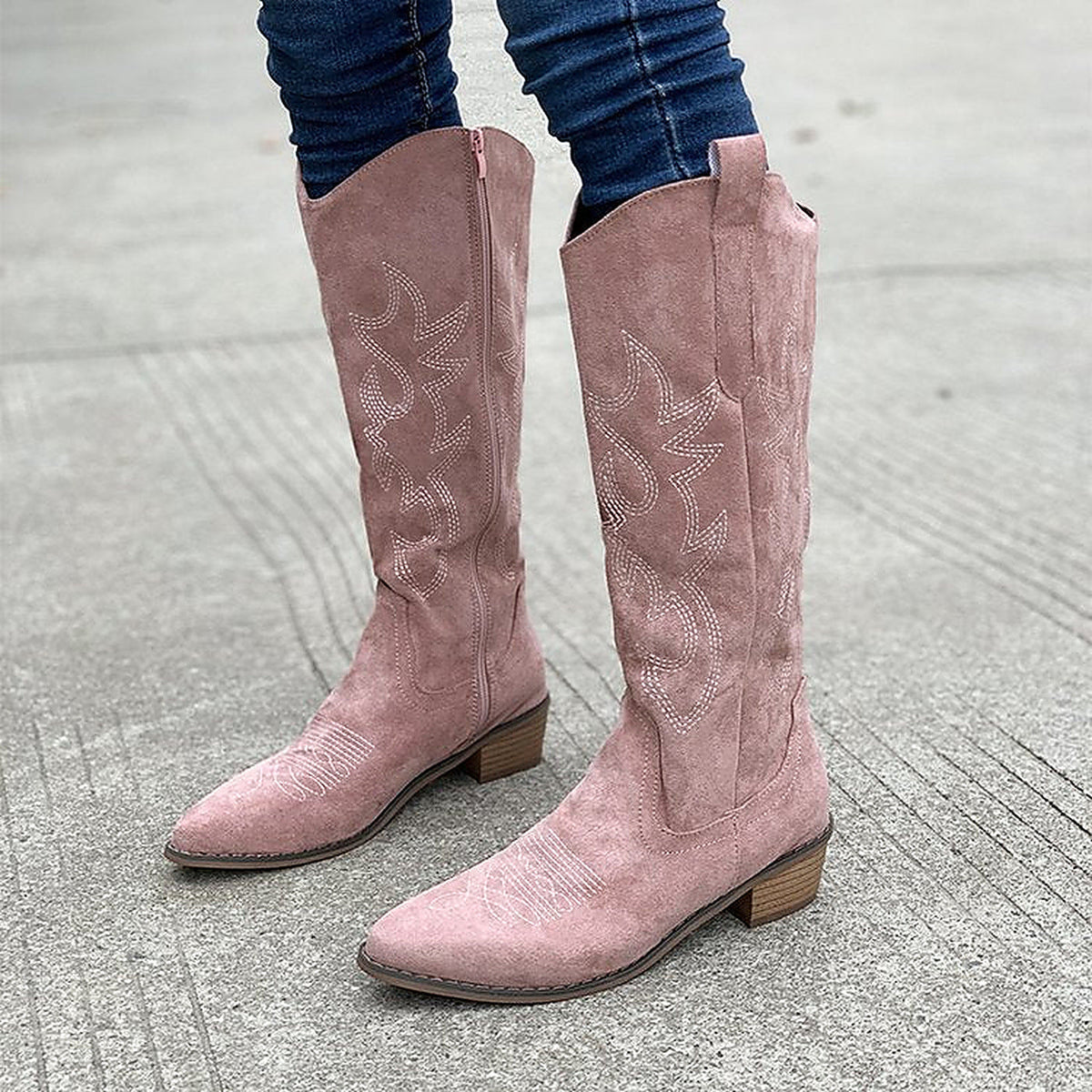 Moncelia Jehanne Embroidered Knee-High Western Boots