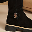 Moncelia Mirabel Lug Sole Faux Suede Knee High Boots