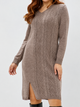 Moncelia Sigrun Cable Knit V-Neck Sweater Dress