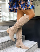 Moncelia Silvia Slouched Faux Suede Knee-High Boots