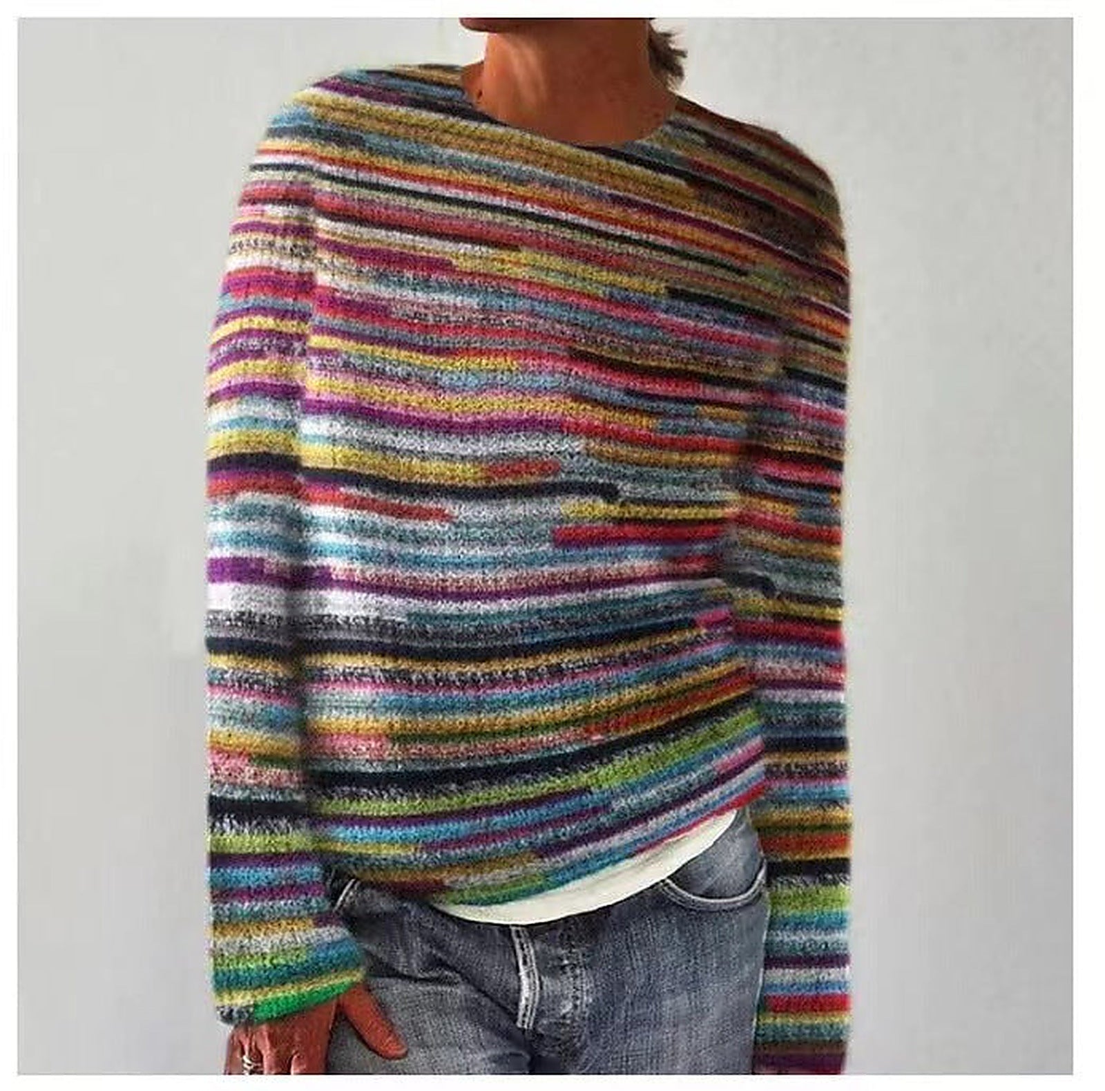 Moncelia Soline Fair Isle Yoke Crew Neck Sweater