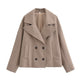 Moncelia Thalia Double-Breasted Cropped Pea Coat