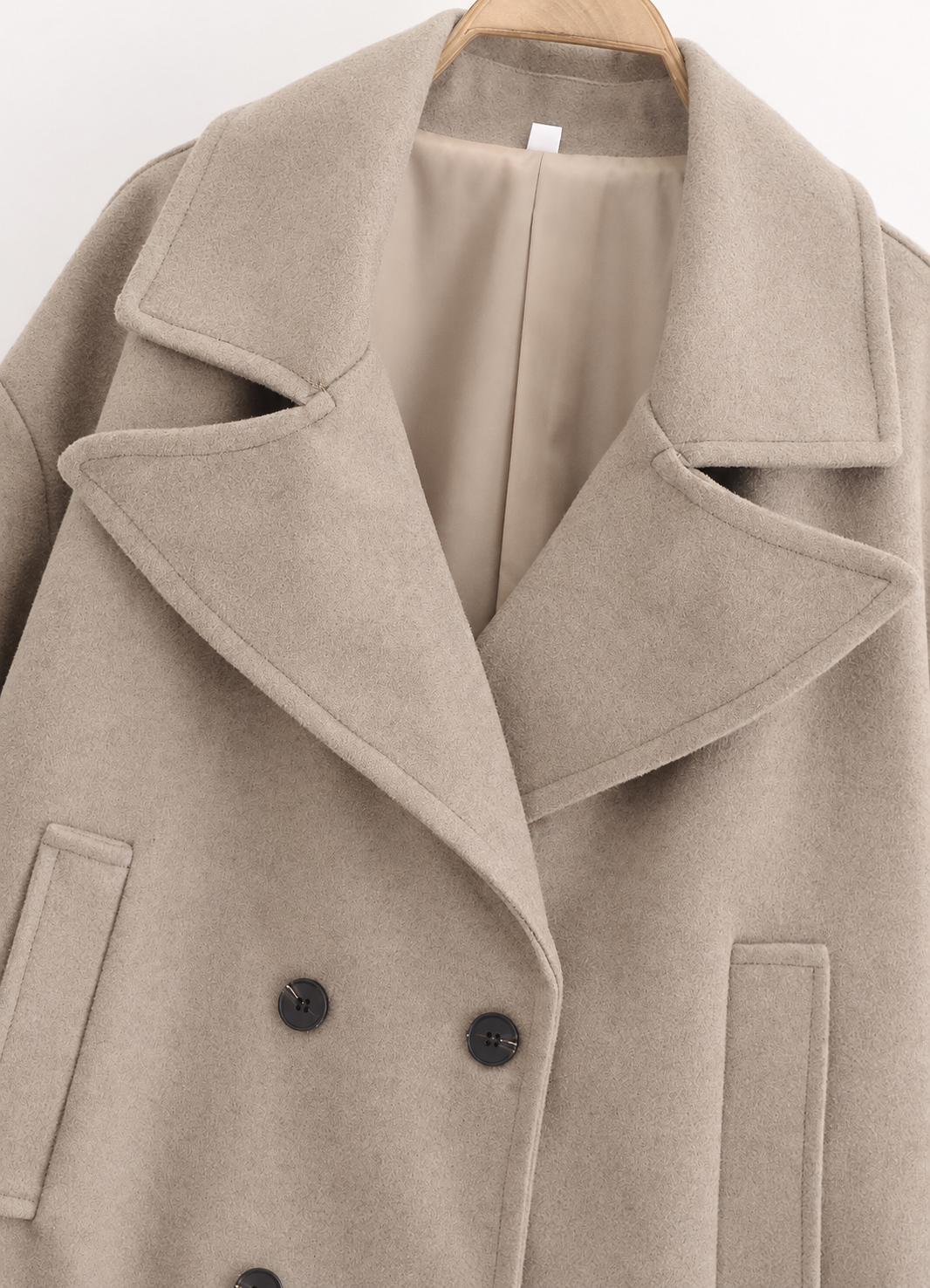 Moncelia Thalia Double-Breasted Cropped Pea Coat
