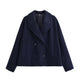 Moncelia Thalia Double-Breasted Cropped Pea Coat