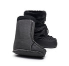 Moncelia black faux fur studded platform snow boots, fleece liner shown beside boot, women's sizes 5.5 to 9