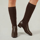 Moncelia Vilma Ribbed Knit Block Heel Knee-High Boots
