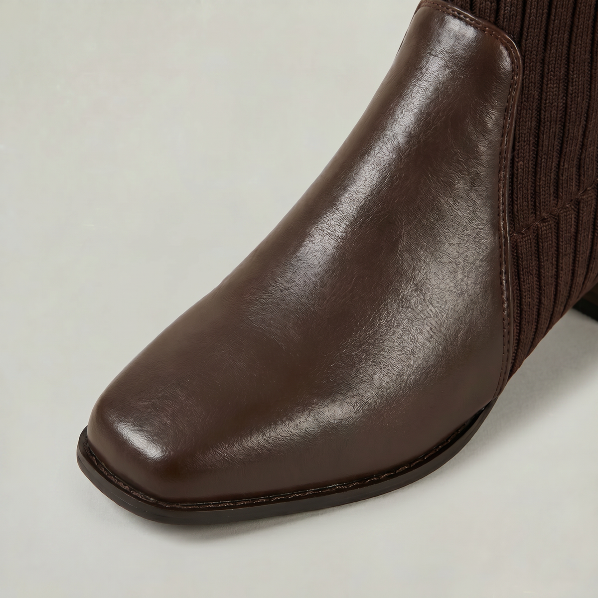 Moncelia Vilma Ribbed Knit Block Heel Knee-High Boots