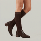 Moncelia Vilma Ribbed Knit Block Heel Knee-High Boots
