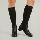 Moncelia Vilma Ribbed Knit Block Heel Knee-High Boots