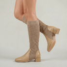Moncelia Vilma Ribbed Knit Block Heel Knee-High Boots