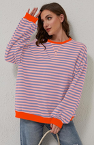 Moncelia Flore Striped Oversized Crewneck Sweater