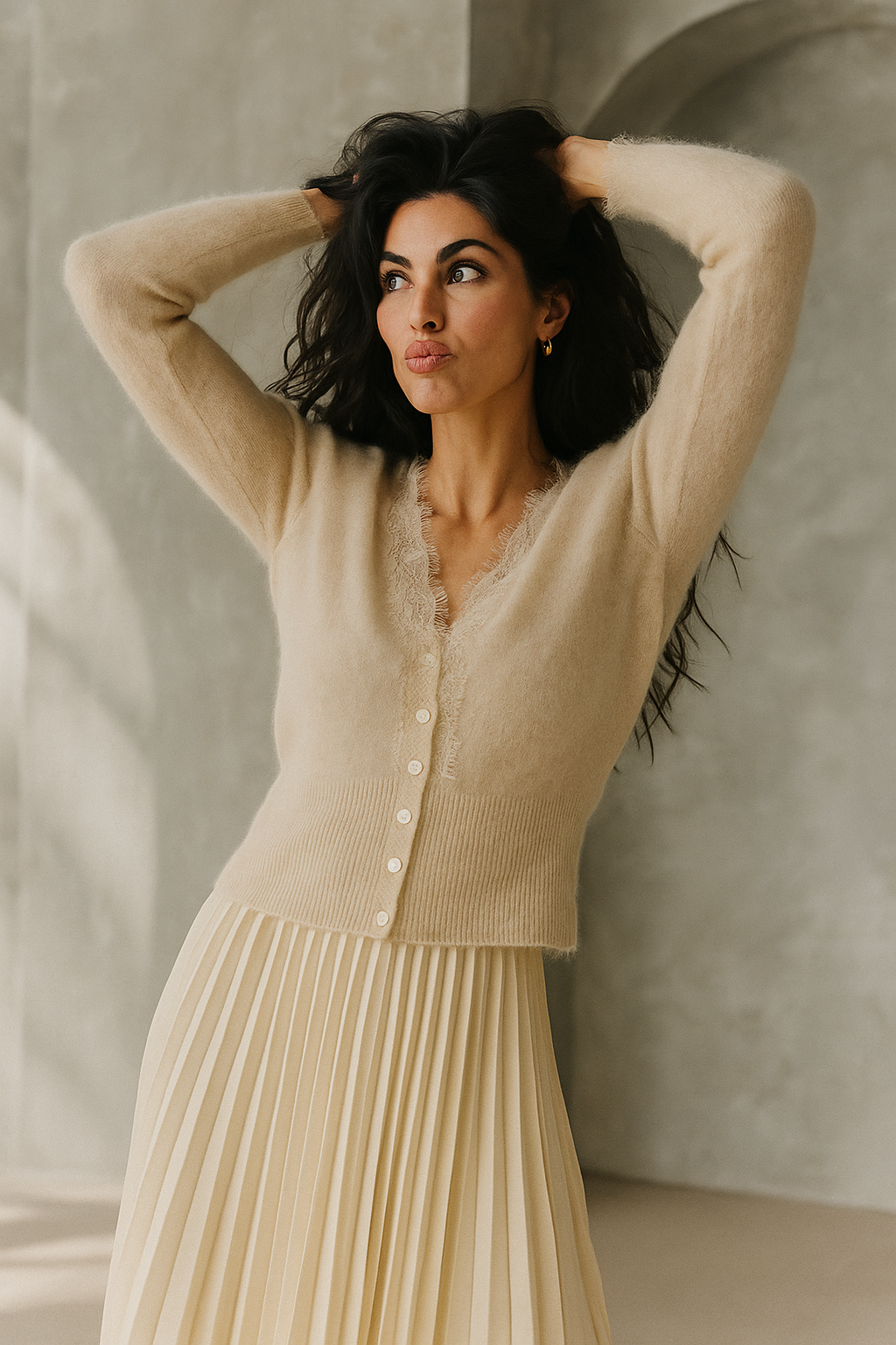 Moncelia Amelia Cashmere-Blend Lace Cardigan