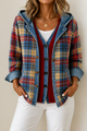 Aurelia Hooded Plaid Denim Trim Shacket