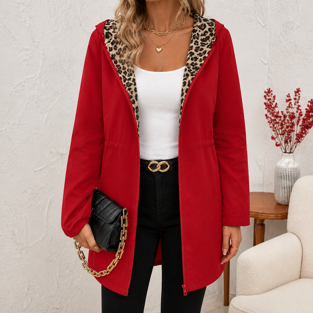 Veronica Reversible Leopard Hooded Coat