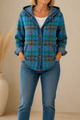 Aurelia Hooded Plaid Denim Trim Shacket