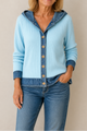 Aurelia Hooded Plaid Denim Trim Shacket