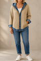 Aurelia Hooded Plaid Denim Trim Shacket