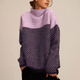 Moncelia Sidony Herringbone Colorblock Turtleneck Sweater